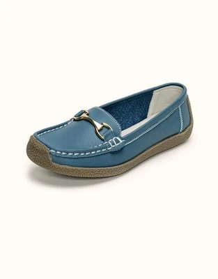 Women Leather Shoes – Casual Moccasins Flat Slip-On Shoes for Walking, Driving