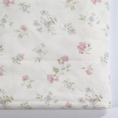 Simply Shabby Chic Candy Floral Twin Flat Sheet Pink Roses on White Bed Sheet - Image 1 of 4