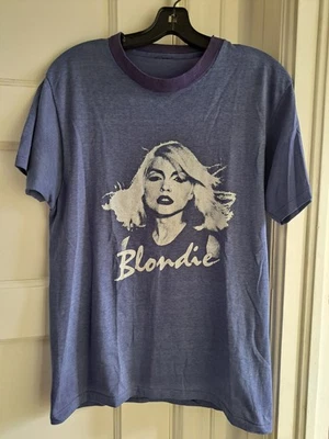 Vintage 1970s 1980s Blondie T-Shirt Soft Single Stitch Ringer Collar Band Tee - Image 1 of 4