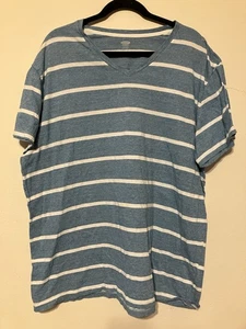 Old Navy XXL Soft-washed Grey & Light Blue Striped V-neck T'shirt - Picture 1 of 4
