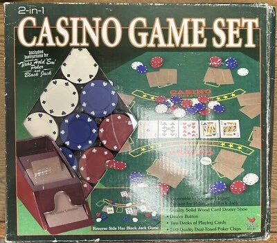 Poker & Black Jack 2-in-1 Gaming Set; Bonus Texas Hold 'Em Poker Instructions... - Image 1 of 4