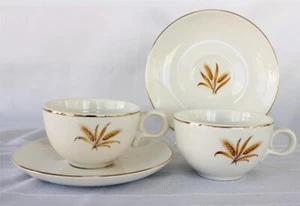 Taylor Smith & Taylor TS&T Wheat Pattern Cup Saucer Set Vtg 1950s Mid-Century - Picture 1 of 3