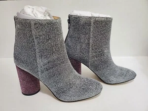 Katy Perry Mayari Metallic Stretch Gunmetal Blockabsatz Stiefeletten Größe 8,5M - Bild 1 von 10