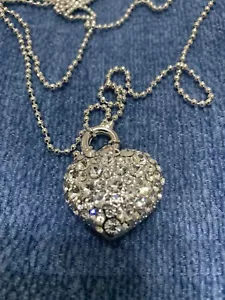 Swarovski Heart Necklace on 29” Delicate Ball Chain - Picture 1 of 6