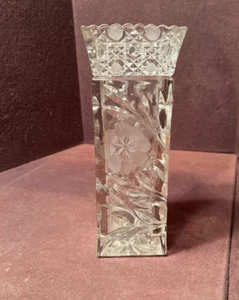 Antique McKee Glass Pressed Square Cut Flower Vase - Picture 1 of 4