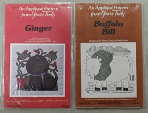 Yours Truly Applique Patterns Ginger Buffalo Bill New x2 - Picture 1 of 4