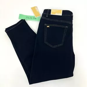 MICHAEL KORS Selma Skinny Ankle Jeans Womens 12P Midnight Wash Dark Blue Petite - Picture 1 of 13