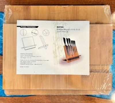 Bayka Bamboo Magnetic Knife Holder Easel, New - Image 1 of 4