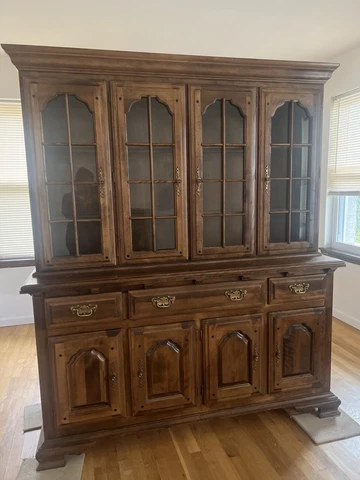 vintage solid wood china cabinet large 60's Cover