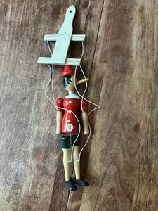 Vintage Wooden Pinocchio Marionette Puppet Made In Italy 10" Garanzia Di Qualita - Picture 1 of 6