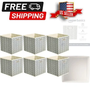 Stylish and Durable Collapsible Storage Organizers - 6-Piece Chevron Grey Set - Picture 1 of 8