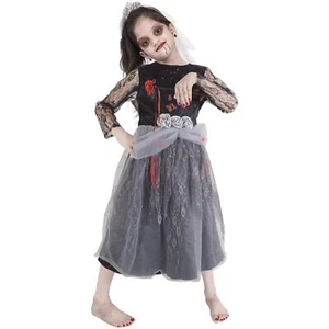 Kids Girls Zombie Bride Halloween Fancy Dress Costume Bloody Eerie Corps Gown - Picture 1 of 6