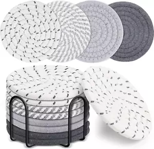 8 Pezzi Sottobicchieri con Supporto, 4 Colori Sottobicchieri Assorbenti per Bevande, Minima - Foto 1 di 7