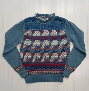 Vintage Strickpullover Preppy Pullover bescheiden Kunstperlen Knöpfe Mädchen - Bild 1 von 7