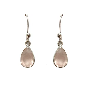Rose Quartz and Sterling Silver 925 pear drop earrings - Picture 1 of 1