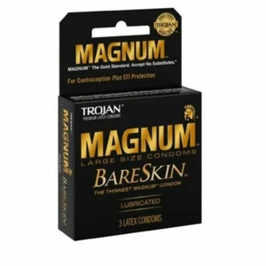 Trojan Magnum Bareskin Lubricated Condoms Thin Large Size with Latex 3ct 12 Pack - Picture 1 of 5