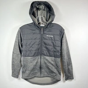 Columbia Kids Hayden Summit Hybrid Fleece-Lined Hoodie Zip YM 10-12 Black Grey F - Picture 1 of 9