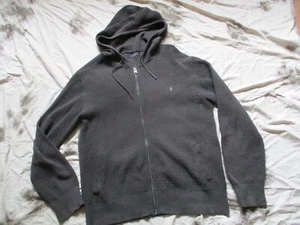 REAL ALL SAINTS mans wells COTTON WAFFLE zip HOODIE HOODY TOP xL grey - Imagen 1 de 16