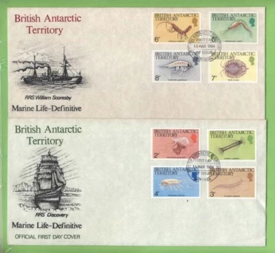 British Antarctic Territory 1984 Marine Life definitives on four First Day Cover - Image 1 of 2