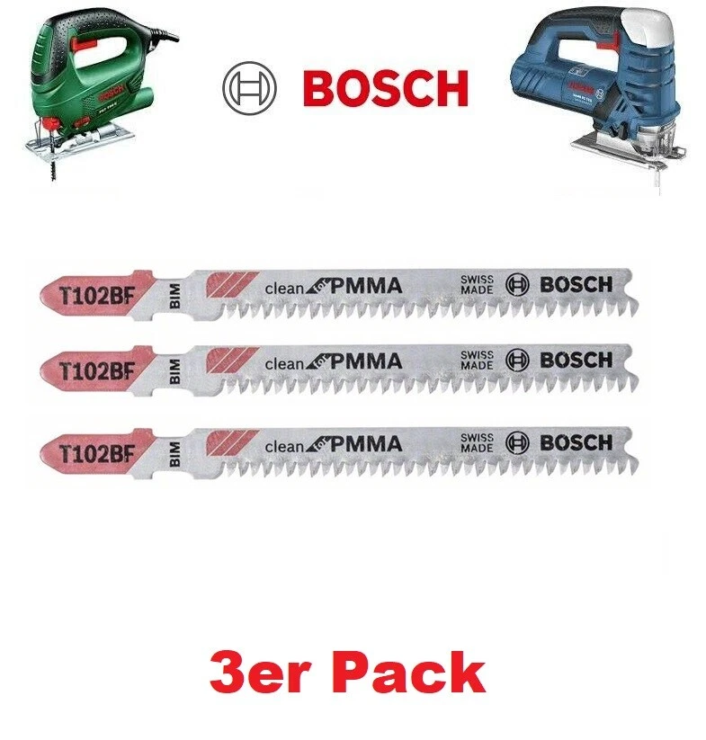 BOSCH 3er Pack Stichsägeblatt 92mm T 102 BF Clean für PVC PMMA-Acrylplatten - Bild 1 von 1