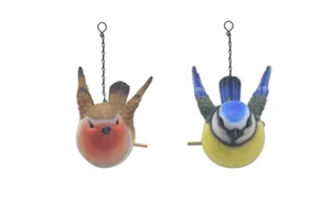 Robin or Bluetit Bird House Hanging Ornaments For Garden & Decor - Picture 1 of 3