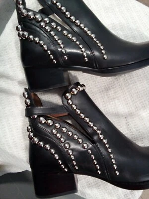 Jeffrey Campbell Rylance Silver Stud Black Leather Ankle Boots sz.7  without Box - Image 1 of 4