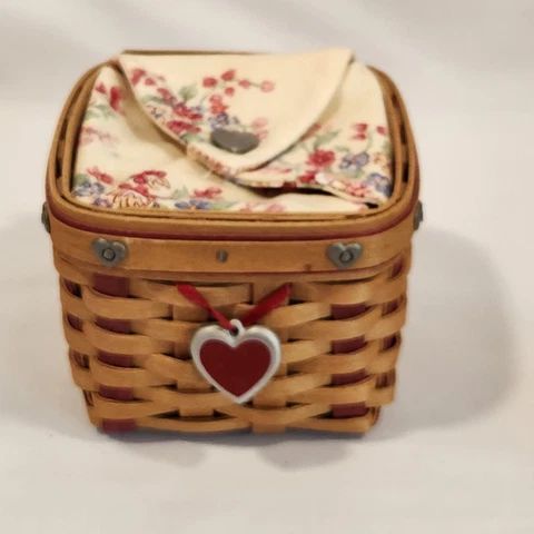 Longaberger 2002 Sweetheart Series Small Gift Basket, Liner, fabric liner Cover