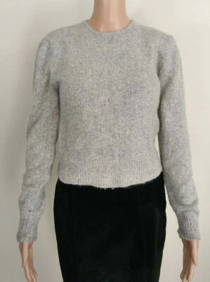 Suéter Pullover Para Mujer Vintage Años 80, Mezcla Gris Seda Angora, Talla Pequeña Foto 1 de 4