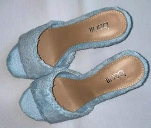 NEW Bar III Cally Dress Sandals Women's Size 5 M Macy's Blue Tery Soft Fuzzy NWT - Picture 1 of 4