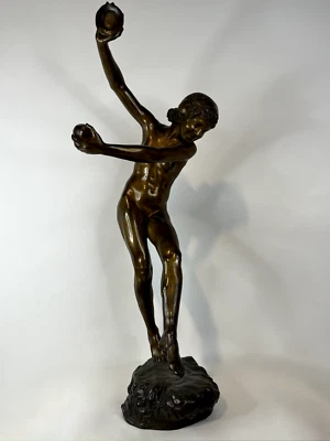 DUPUY LAURENCE - ÉPREUVE EN BRONZE ART DECO DANSEUSE AUX TIMBALLES FONDEUR SUSSE - Photo 1/4
