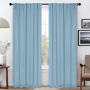 Solid 42" Wide Washable Back Tabs Room Darkening Blackout Curtains, Set of 2 - Picture 1 of 152
