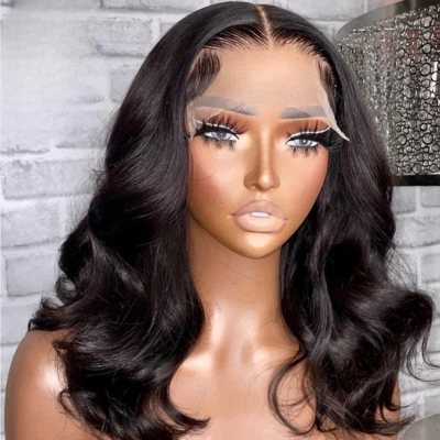 Pelucas de encaje ondulado pelucas cortas pelucas de encaje sintético onda de agua línea de cabello natural Foto 1 de 4
