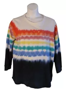 Lands' End 1X Serious Sweats Colorful Tie Dye Sweatshirt - Picture 1 of 3