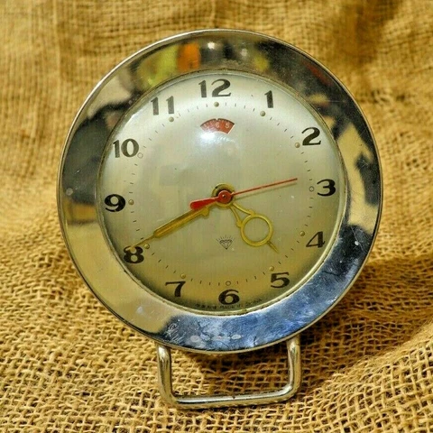 Vintage Diamond Alarm Clock Made in China Mechanical Stainless Steel Old Stock Cover