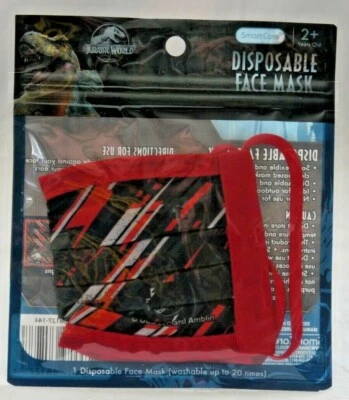 JURASSIC KIDS MASK AGES 2 AND UP WASHABLE UP TO 20 TIMES BRAND NEW SEALED Red - Image 1 of 2