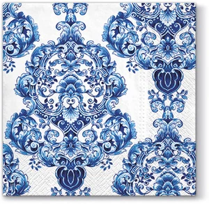 20 Papier Lunch Servietten blau PORZELLAN ORNAMENT Dekoration maritim blau Muster - Bild 1 von 3