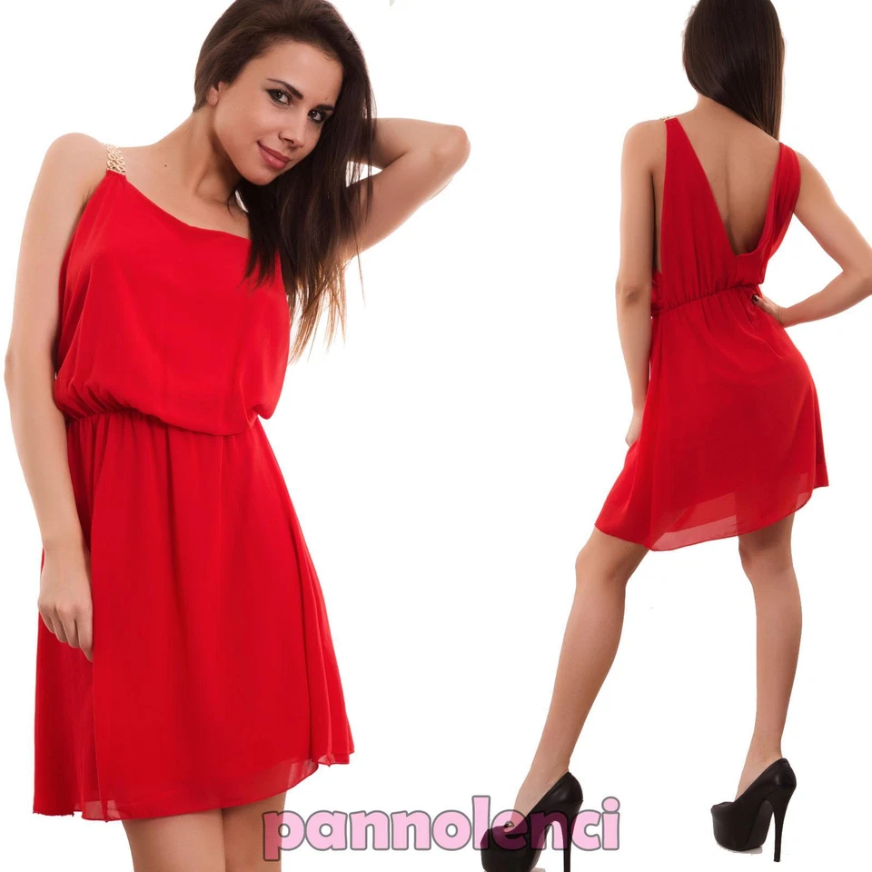 Vestido Mujer Minivestido Transparente Correas Cadena Flared Sexy Imperio Nuevo - Imagen 1 de 1