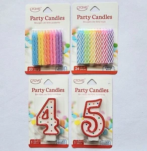 4 & 5 Birthday Party Candles Plus 44Ct Striped Candles & Glitter Candles, SEALED - Picture 1 of 3