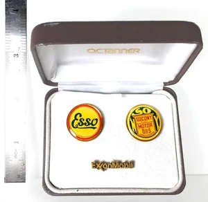 ExxonMobile Esso Socony 100th Anniv. 3 pc. Lapel Pin Set w/ 14K Gold Pin (1999) - Picture 1 of 7