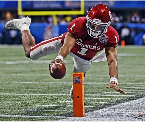 Jalen Hurts Oklahoma Sooners Unsigned Touchdown Photograph Cover