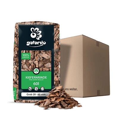 GALAMIO 60 l Sack Rindenmulch Kiefer grob 20–60 mm – Garten | Beet Abdeck Holz Bio Rinde