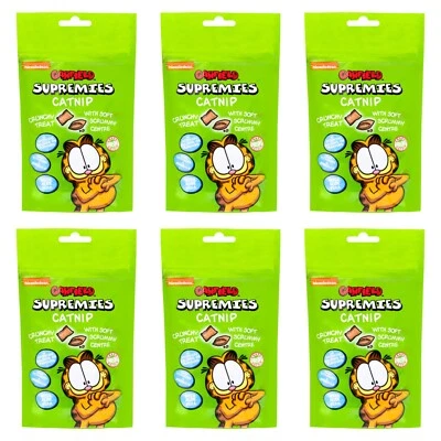 6x60g Garfield Supremies Catnip Cat Kitten Biscuits Treats Food Omega 3 Vitamins - Image 1 of 4