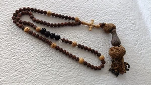 Antique old rare rosary third with beads bone wood holy sacred wood - Picture 1 of 9