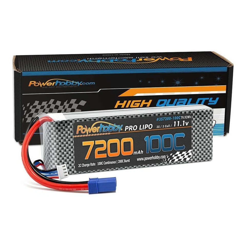 Power Hobby 3S7200100CEC5 3S 11.1V 7200mAh 100C-200C LiPo Battery w/ EC5 Plug - Image 1 of 1