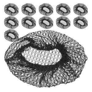  12 Pcs Disposable Mesh Black Hair Net Caps Elastic Free Size Covers for - Picture 1 of 12