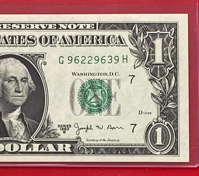 1963 B $1 DOLLAR BILL ( CHICAGO G ) UNCIRCULATED - Image 1 of 3