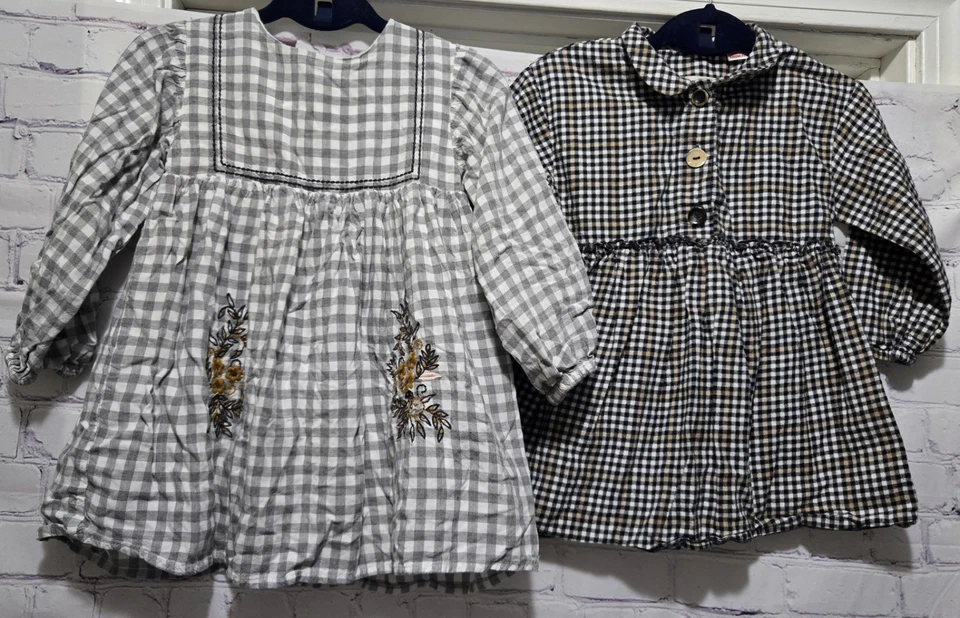 Zara Baby коллекции много 2 платья размер 3/4 лет клетку длинным рукавом - Изображение 1 из 4