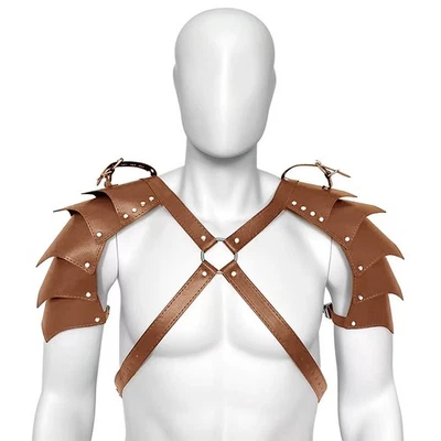 Armadura de hombro medieval cuero PU gladiador caballero de batalla disfraz verde. Foto 1 de 4