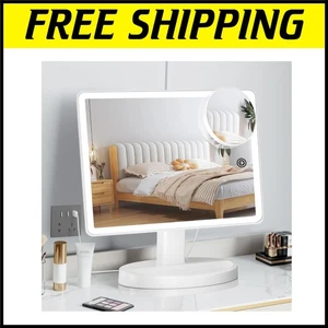 Extra-Large 14.56'' LED Makeup Mirror with 10X Magnifying Features & USB Power - Picture 1 of 10