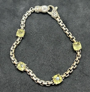 925 JAI John Hardy Sterling Box Kette gelber Citrin Armband 3,2 mm 7 Zoll - 14,25 g - Bild 1 von 2